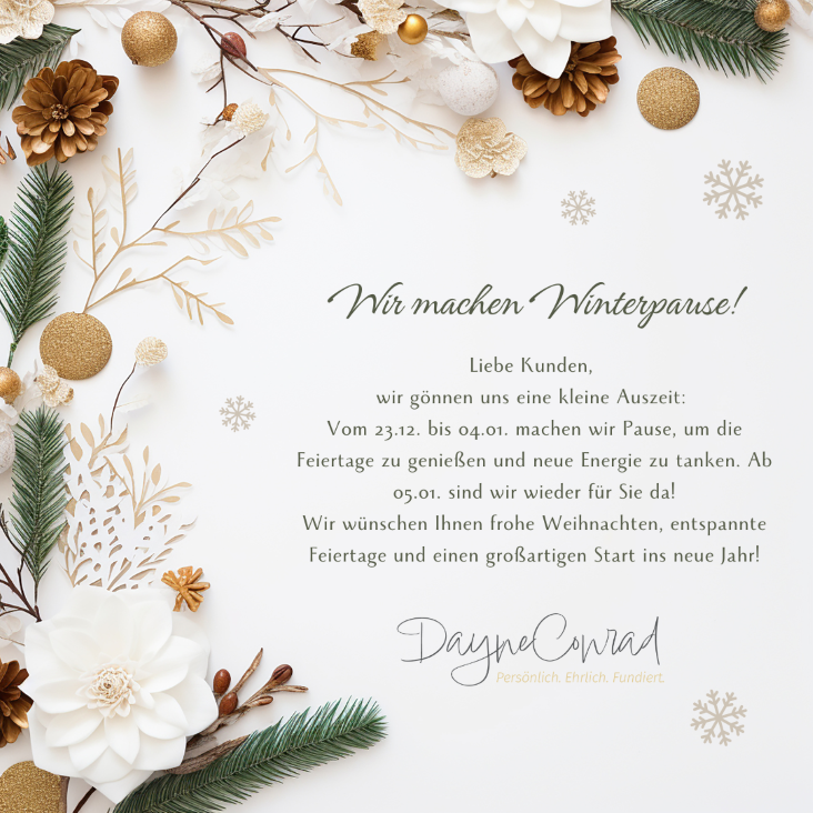 Creme Grün Weihnachtlich Weihnachten Pause Ankündigung Instagram Post kl